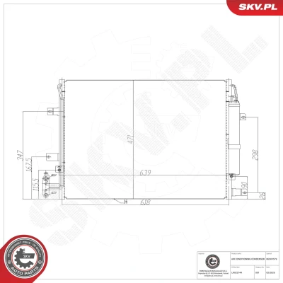 Imagen de ESEN SKV 86SKV579 Condensador con secador Aluminio 639mm LAND ROVER: Range Rover III (L322) 4.4 D 4x4 2010 2012