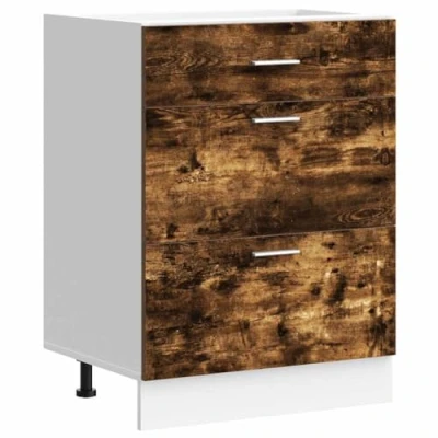 Imagen de vidaXL Mueble bajo de Cocina Madera ingeniería Roble Ahumado, Fregadero, con cajón, Fregadero