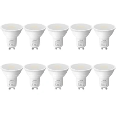 Imagen de Lepro Bombilla LED GU10, Luz Blanca Fría 6500K, 4,5W y 345lm, Bombiila GU10 Equivalente a Halógenas de 50W, Lámpara Ángulo haz 100, No Regulable, Paquete 10