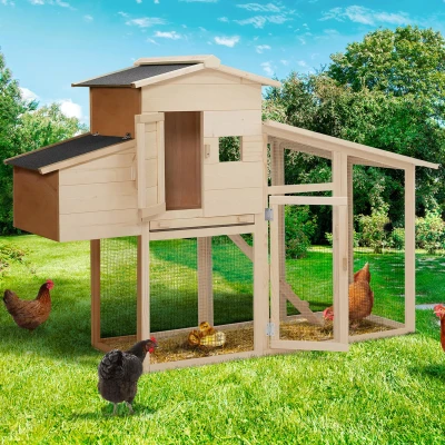 Imagen de IDMarket Gallinero con ponedero y caseta de madera