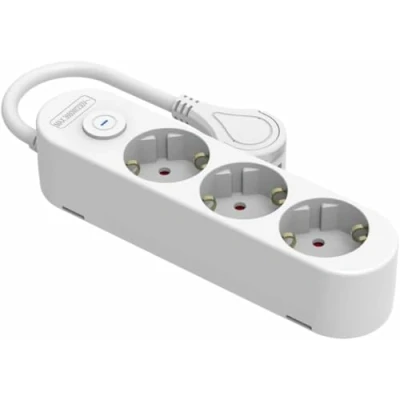 Imagen de Silver Electronics Base eléctrica multienchufe Protek Plus 3 Tomas con Interruptor Cable 1,5m IP20 Blanco