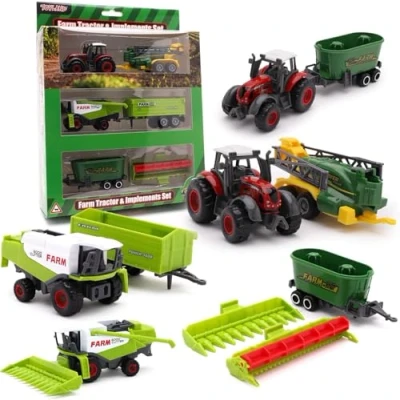 Imagen de Toyland® Pack de 6 Tractores agrícolas y Herramientas Metal Fundido a presión Aprox. 5 cm 4 diseños Variados 1 elegido al Azar