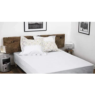 Imagen de HOME LINGE PASSION, Sábana Bajera Blanca, 160 x 200 +35 cm, 100% algodón, 57 Hilos (Label Oeko Tex)