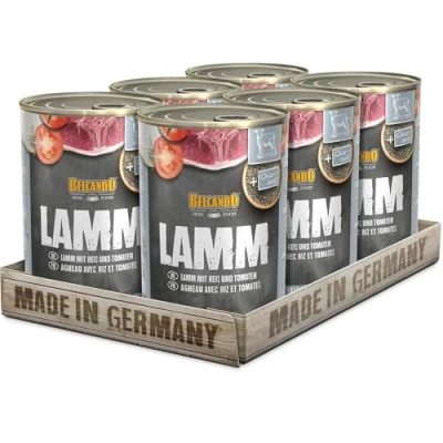Imagen de Belcando Super Premium Lata [6x400g Cordero con arroz y Tomates] Comida húmeda para Perros Alimento húmedo Completo de Todas Las Razas