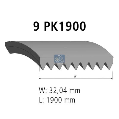 Imagen de DT Spare Parts 4.80708 Correa trapecial poli V 1900 9
