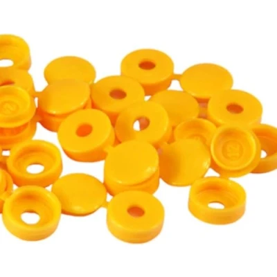 Imagen de Tapas de tornillo con bisagras plástico para muebles, 5 colores (50 unidades, amarillo)