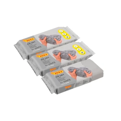 Imagen de Jovi Kit Air Dry de 3 Unidades Pasta para modelar, Secado al Aire sin Horno, Color Gris, 500 Gramos (P85G/3)