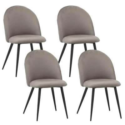 Imagen de Albatros Sillas de Comedor Capo con Juego 4 Fundas Terciopelo en Gris Elegante diseño Vintage, Funda Terciopelo, Silla tapizada aprobada por SGS Cocina Moderna