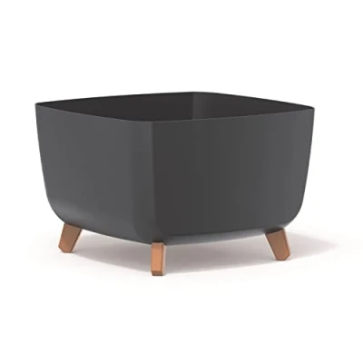 Imagen de Prosperplast Gracia Square Maceta con Patas Desmontables, Incluye Inserto para Interior y Exterior, Cuadrada de plástico, Resistente a los Rayo