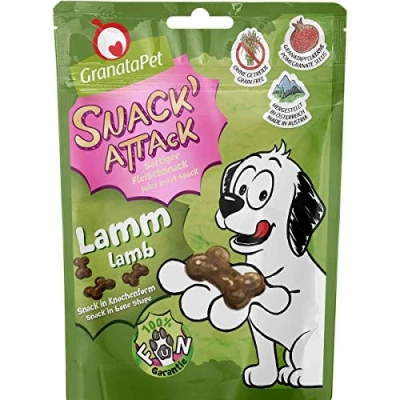 Imagen de GranataPet Snack&#039; Attack Cordero, golosinas para Perros sin Cereales ni azúcares añadidos, recompensa juguetones de Cuatro Patas, Perros, Aperitivo Suave 100 g