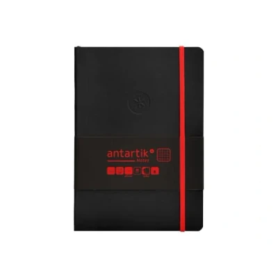 Imagen de Antartik CUADERNO CON GOMILLA NOTES TAPA BLANDA A5 HOJAS CUADRICULA NEGRO Y ROJO 80 GR FSC