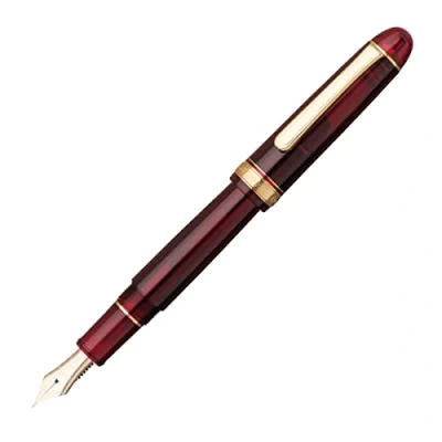 Imagen de PLATINUM Pluma estilográfica japonesa #3776 Century Gold Trim Bourgogne UEF/Rojo/0,18 0,24 mm/hecha a mano/pluma de oro 14 quilates con caja regalo/pluma