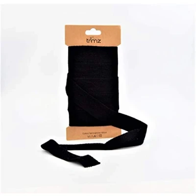 Imagen de Trimz Cinta de algodón en Espiga Individual, Negro, 25mm x 5m, 5