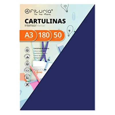 Imagen de Pack 50 Cartulinas Color Azul Oscuro Tamaño A3 180g
