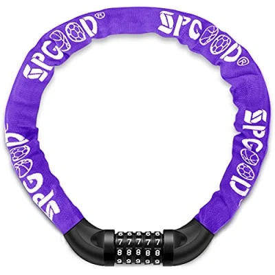 Imagen de SPGOOD Candado de Bicicleta antirrobo (14 colores) combinación 5 dígitos Candado,utilizado para bicicletas, motocicletas, puertas(Púrpura)
