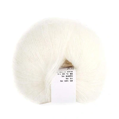 Imagen de Hilo de lana angora suave popular Mohair para tejer bricolaje (con un ganchillo)(white)