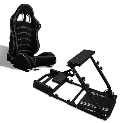 Imagen de MODAUTO Cockpit SimRacing, Soporte de Simulacion, Estructura SimRacing+Asientos Opcional, Compatible con Logitech,Fanatec,Thrustmaster.N820A+N180