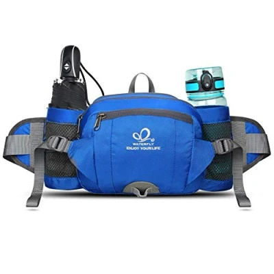 Imagen de Waterfly Riñonera Running Deportiva Impermeable Multifuncional Bolso de Cintura con Portabotellas para Correr Senderismo Ciclismo Hombre Mujer (Azul)