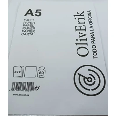 Imagen de Pack de 100 hojas papel, A5, color blanco