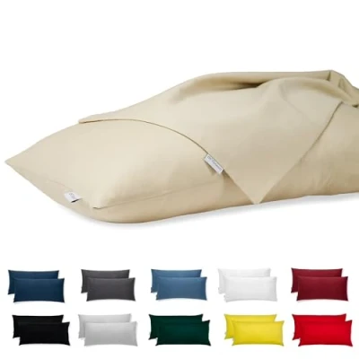 Imagen de Flowen Fundas Almohada 40x60 100% Algodón Juego de 2 Cojin para Cama con Cremallera Invisible Tejido Suave y Lavable Antiácaros Transpirable Hipoalergénico Decorativas Sofà Silla