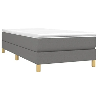 Imagen de vidaXL Estructura de Cama, Somier Individual Listones, Base Cama Tapizada, Mueble para Dormitorio Hogar, Tela Gris Oscuro 100x200 cm