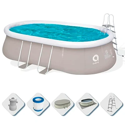 Imagen de AVENLI Piscina autoportante Ovalada con Estructura Color Gris