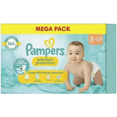 Imagen de Pampers Premium protección de tamaño 3, capas x114, 6 kg 10 kg, nuestro número 1 para la comodidad y las pieles sensibles