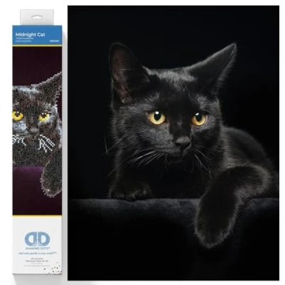 Imagen de Diamond DOTZ Painting de Animales. Cuadro Diamantes 5D Gato Negro. Kit Completo Pintura con 35.50 x 27.90 cm