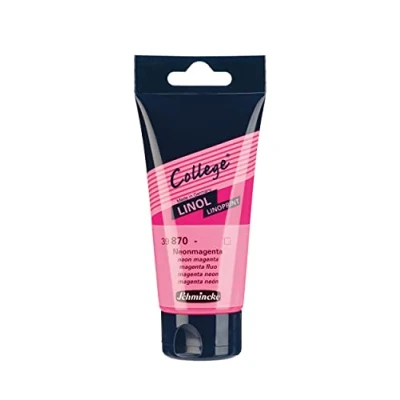 Imagen de Schmincke College® Linol, tintas de linóleo para artistas. Magenta neón en tubo 75 ml, 39870013, tinta a base agua con bajo olor, resistente la luz, impresión uniforme