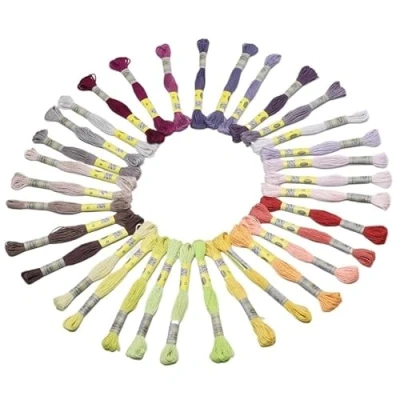 Imagen de leaderss Cruz Hilos，Bordar Hilo Juego de 35 Colores DMC Bordar algodón Mercerizado 8 Metros por madeja Punto DIY Crochet