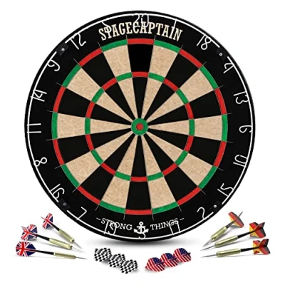 Imagen de Stagecaptain DBS 1715 BullsEye Pro Diana dardos de diámetro 45 cm cerdas Juego profesionales material sisal Dianas con 6 puntas acero y 12 vuelos