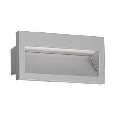 Imagen de ledscom.de Aplique empotrable LED NOLA, downlight para exteriores, IP54, gris mate, 140 x 70mm, blanco cálido, balcón, camino de entrada, carport, luz escalera, lámpara pared