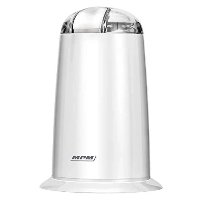 Imagen de MPM MMK 07 Molinillo Café Eléctrico Pequeño, Semillas Especias y Frutos Secos, Cuchilla Doble de Acero Inoxidable, Velocidad Molienda 40g/min., Capacidad 40g, 140W, Blanco