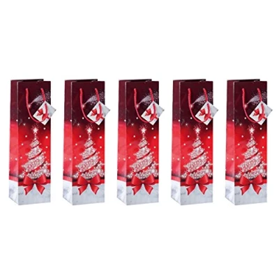 Imagen de SIGEL GT024 Bolsa para botellas 100x350x80 mm, Sparkling Tree, 5 unds