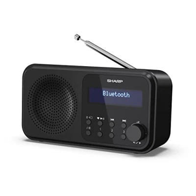Imagen de SHARP Radio digital portátil DR P420 (DAB/DAB+/FM con RDS, USB, Bluetooth 5.0, funciones de despertador conector 3,5 mm), negra