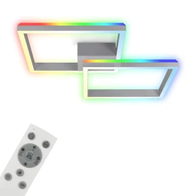 Imagen de BRILONER Lámpara de techo RGB, retroiluminada LED, regulable, temperatura color ajustable, marco LED mando a distancia, aluminio