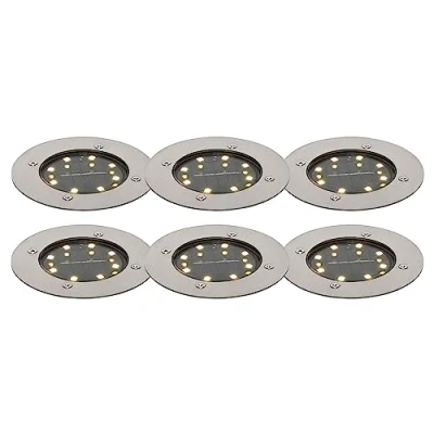 Imagen de Qazqa Moderno Juego de 6 focos suelo acero con LED IP65 Solar Terry Aluminio Redonda Incluye Max. 1 x 0.2 Watt