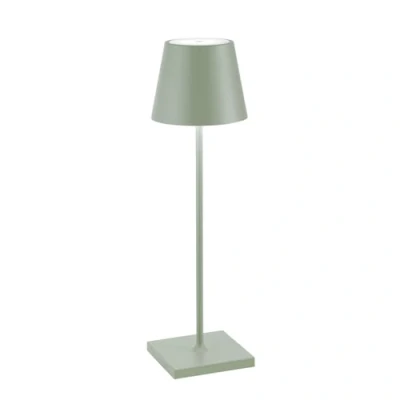 Imagen de Zafferano, Lámpara Poldina Pro, de Mesa Recargable e Inalámbrica con Control Táctil, También Adecuada como Exterior, Atenuador, 2200 3000 K, Altura 38 cm, Color Salvia