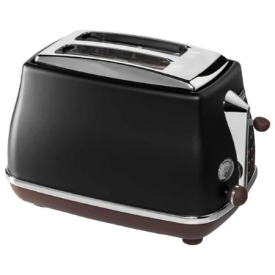 Imagen de De&#039;Longhi CTOV2103.BK Tostador DELONGHI 2 Ranuras Icona Vintage Black JP20, 900 W, Acero Inoxidable, Negro