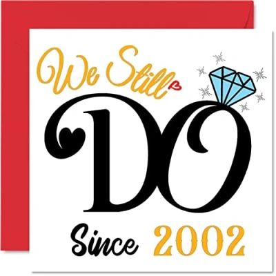 Imagen de Tarjeta de aniversario número 22 para marido y esposa We Still Do Since 2002 Regalos &quot;I Love You&quot;, tarjetas feliz boda pareja, felicitación 145 mm x