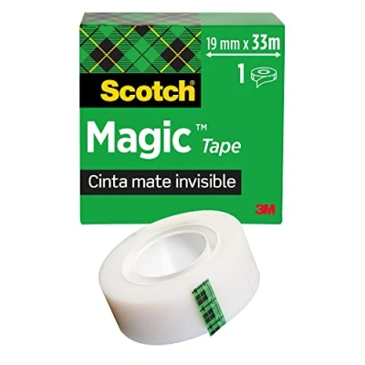 Imagen de Scotch Cinta Mágica 1 Rollo de 19 mm x 10 m Adhesiva Uso General para Reparación, Etiquetado y Sellado Paquetes Documentos