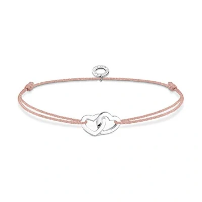 Imagen de Thomas Sabo Pulsera en Nailon con Abalorios, Beige Abalorios de Corazones Enlazados