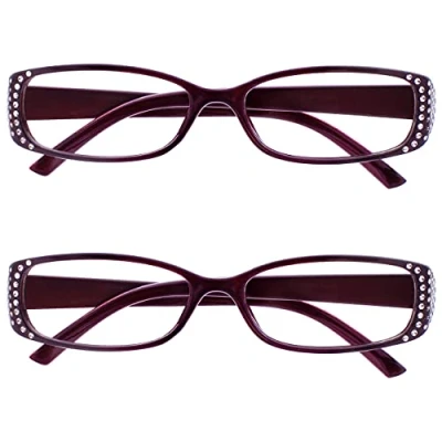 Imagen de Uv Reader Gafas De Lectura Estilo Diamonte Negro Y Púrpura Lectores Valor Pack 2 Diseñador Mujeres Señoras Uvr2093P +2,00 Unidades 70 g