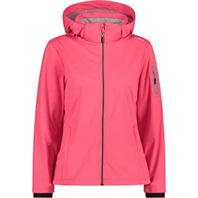 Imagen de CMP Chaqueta softshell melange ligera para mujer con capucha desmontable, Botella Light Mel., L