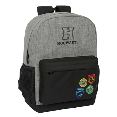 Imagen de HARRY POTTER HOUSE OF CHAMPIONS Mochila Escolar, Adaptable a Carro, Ideal para Niños de Diferentes Edades, Cómoda y Versátil, Calidad Resistencia, 32x14x43 cm, Color Gris Melange/Negro