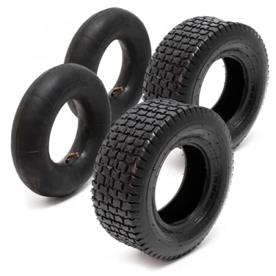 Imagen de WilTec Set 2X Cubiertas cámaras Aire Tractor cortacésped Carro jardín 15x6.00 6 4PR Válvula Angular