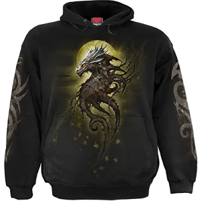 Imagen de Spiral Oak Dragon Hombre Sudadera con Capucha Negro XL 100% algodón Kapuze mit Tunnelzug Regular