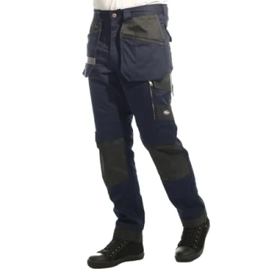Imagen de Lee Cooper LCPNT245 Funda para ropa de trabajo hombre Multi Bolsillo con bolsillos rodilleras Pantalones cargo elásticos, azul marino, 34W (pierna normal)