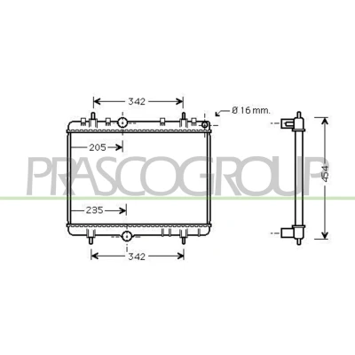 Imagen de PRASCO CI424R015 Radiador, refrigeración del motor Aluminio 380 544 23 Aletas unidas mecánicamente PEUGEOT: 307 Hatchback, SW