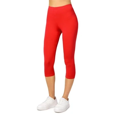 Imagen de Merry Style Leggins 3/4 Mallas Deportivas para Mujer Fitness Leggings Piratas Capri de Mujeres Verano Pantalones Yoga MS10 144 (Rojo, S)